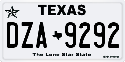TX license plate DZA9292