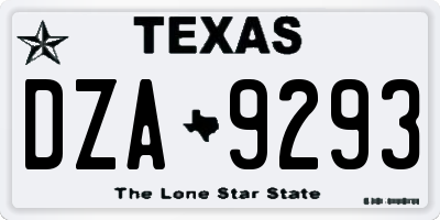 TX license plate DZA9293