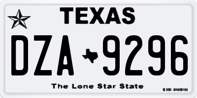 TX license plate DZA9296