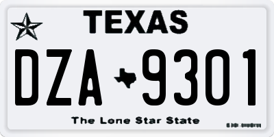 TX license plate DZA9301