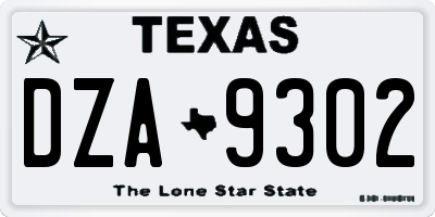 TX license plate DZA9302