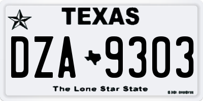 TX license plate DZA9303