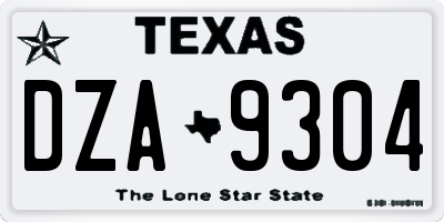 TX license plate DZA9304