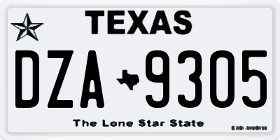 TX license plate DZA9305