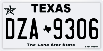 TX license plate DZA9306