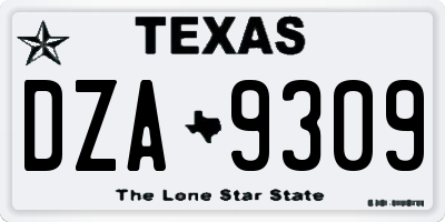 TX license plate DZA9309