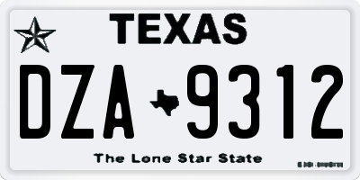 TX license plate DZA9312