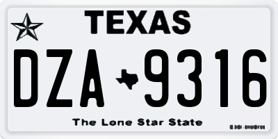 TX license plate DZA9316