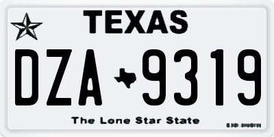 TX license plate DZA9319