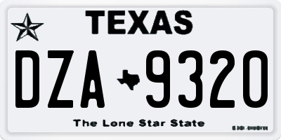 TX license plate DZA9320