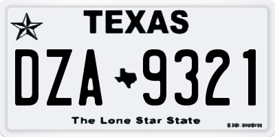 TX license plate DZA9321