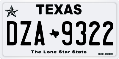 TX license plate DZA9322