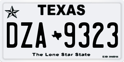 TX license plate DZA9323