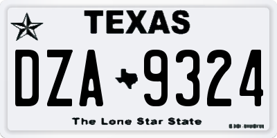 TX license plate DZA9324