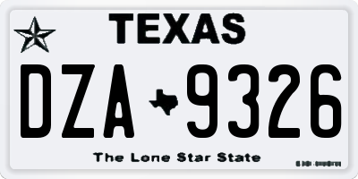 TX license plate DZA9326