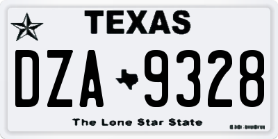 TX license plate DZA9328