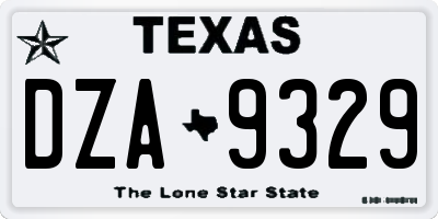 TX license plate DZA9329