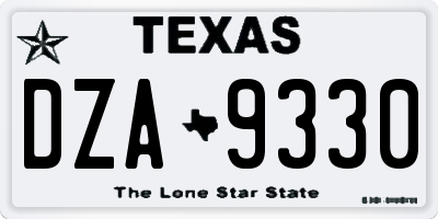TX license plate DZA9330