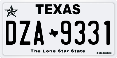 TX license plate DZA9331