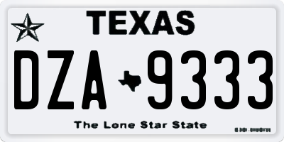TX license plate DZA9333