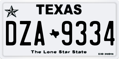 TX license plate DZA9334