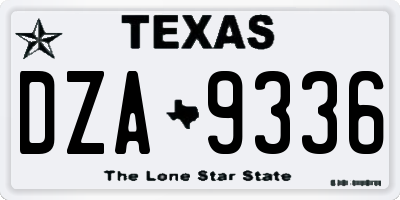 TX license plate DZA9336