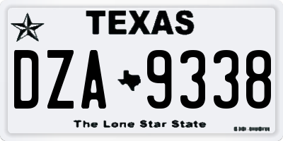 TX license plate DZA9338