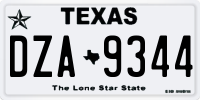 TX license plate DZA9344
