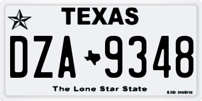 TX license plate DZA9348