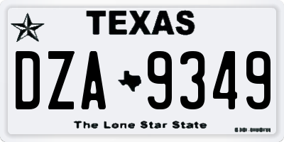 TX license plate DZA9349