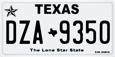 TX license plate DZA9350