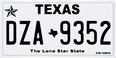 TX license plate DZA9352