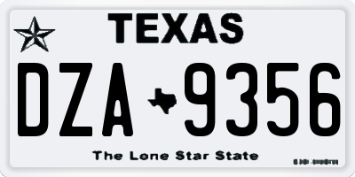 TX license plate DZA9356