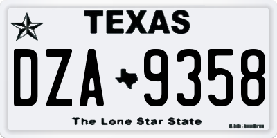TX license plate DZA9358