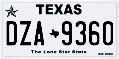 TX license plate DZA9360