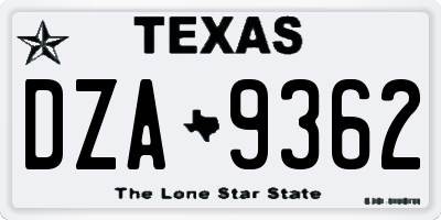 TX license plate DZA9362