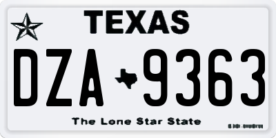 TX license plate DZA9363