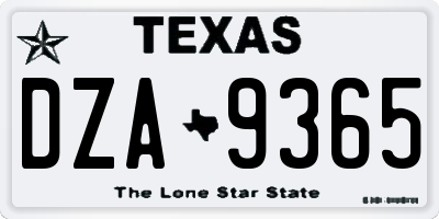 TX license plate DZA9365
