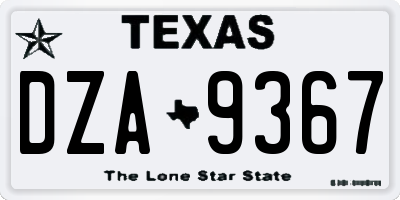 TX license plate DZA9367