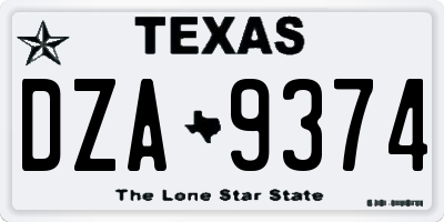 TX license plate DZA9374