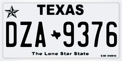 TX license plate DZA9376