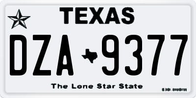 TX license plate DZA9377