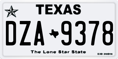 TX license plate DZA9378