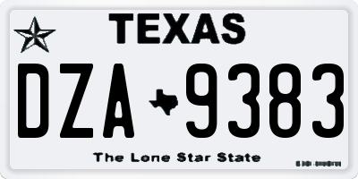 TX license plate DZA9383