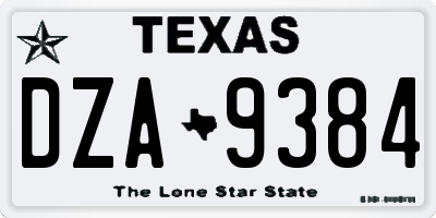 TX license plate DZA9384