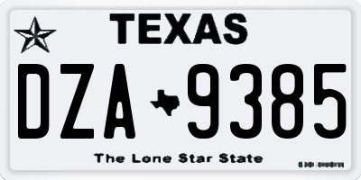 TX license plate DZA9385