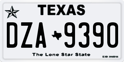 TX license plate DZA9390