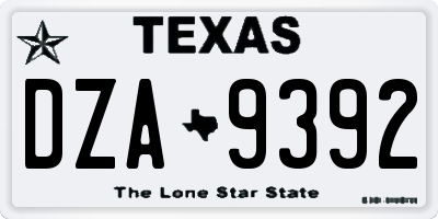 TX license plate DZA9392
