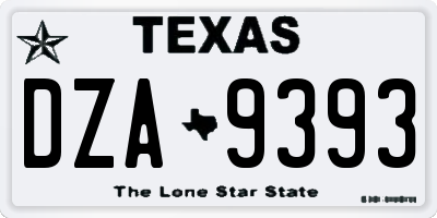 TX license plate DZA9393