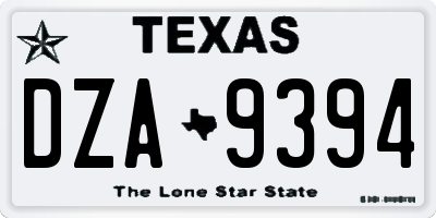TX license plate DZA9394